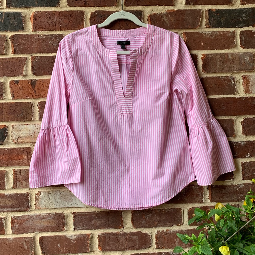 Jcrew Pink Strip Bell Sleeve Like New sz 4